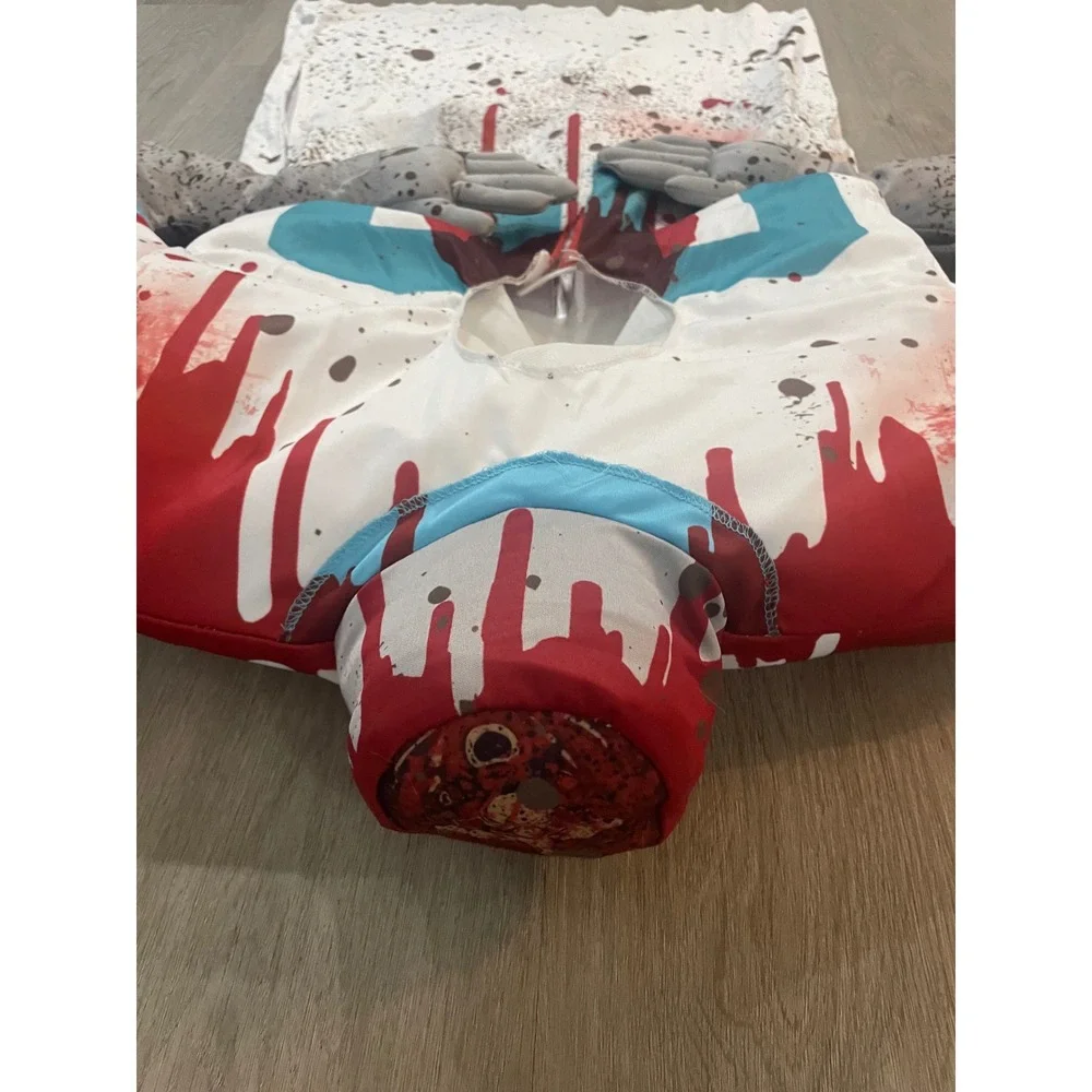 Kids Zombie Football Player Costume Large 12-14 White Red Halloween Scary Sport